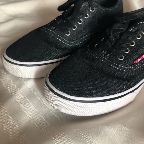 Levi's Comfort Canvas Sneakers Shoes Low Top Black Denim 51751901A Mens 9 - Picture 14 of 15